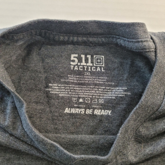 5.11 Tactical Mens Heather Black SZ2XL Short Sleeve Crew Neck W/back Hit - Picture 4 of 6